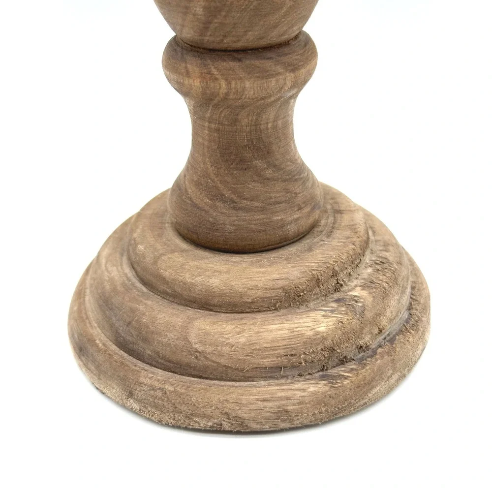 Magnolia Wooden Taper Candle Holder Small Rustic Brown Farmhouse Decor NWT